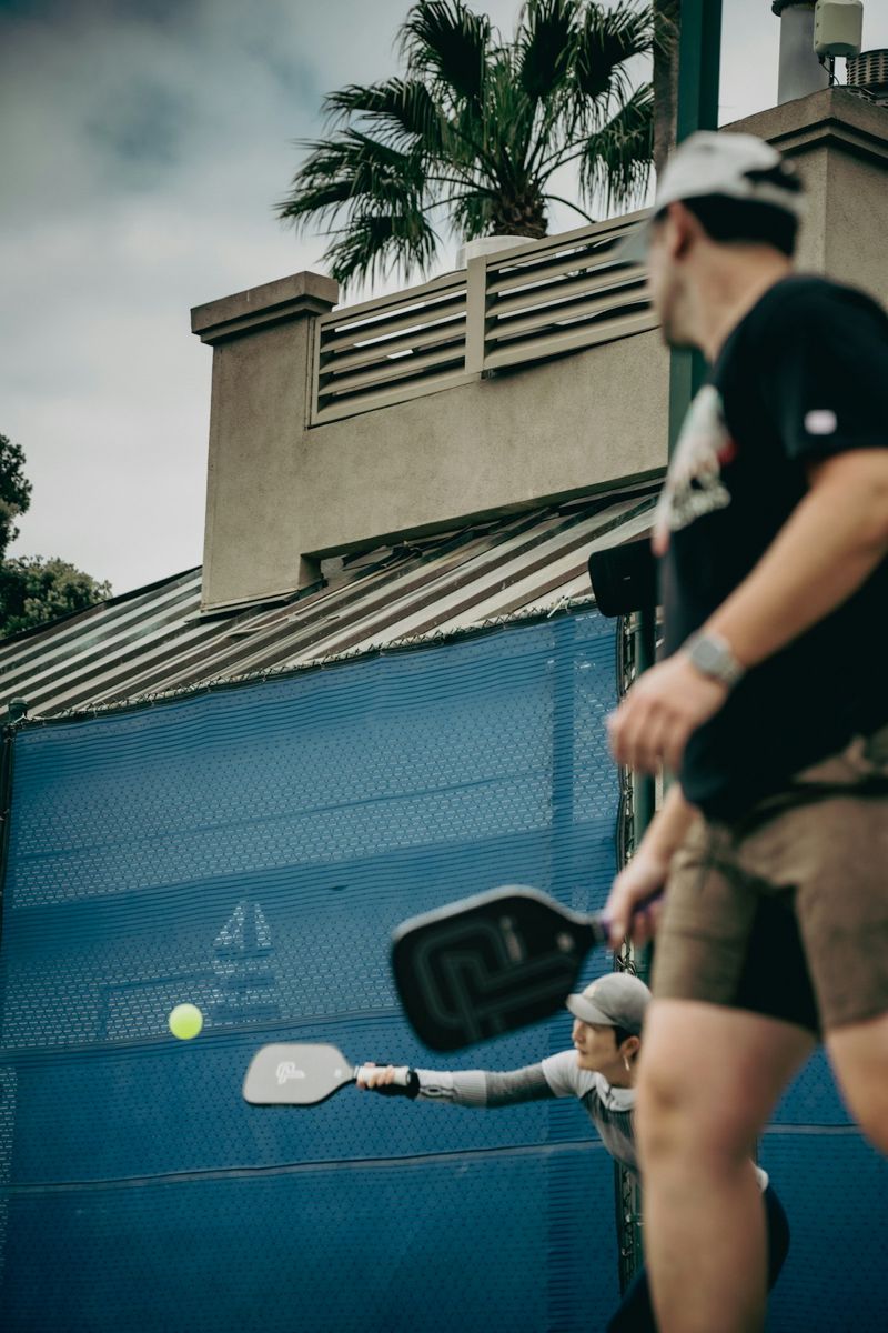 Players in a pickleball rally