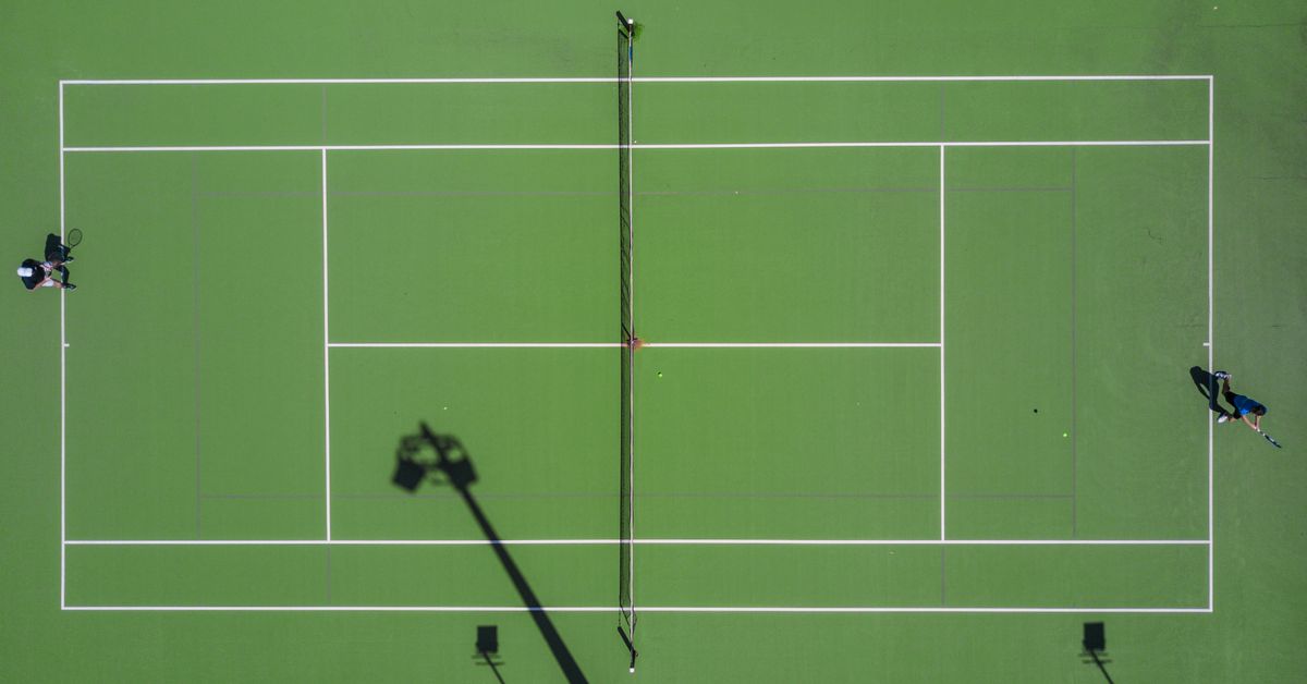 Tennis rally overhead